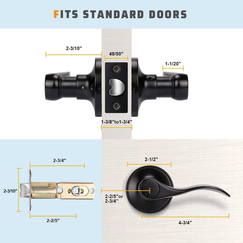KNOBWELL 2 Pack Matte Black Passage Lever Door Handle, Black Door Handles Interior Knobs for Hallway and Closet - Image 5